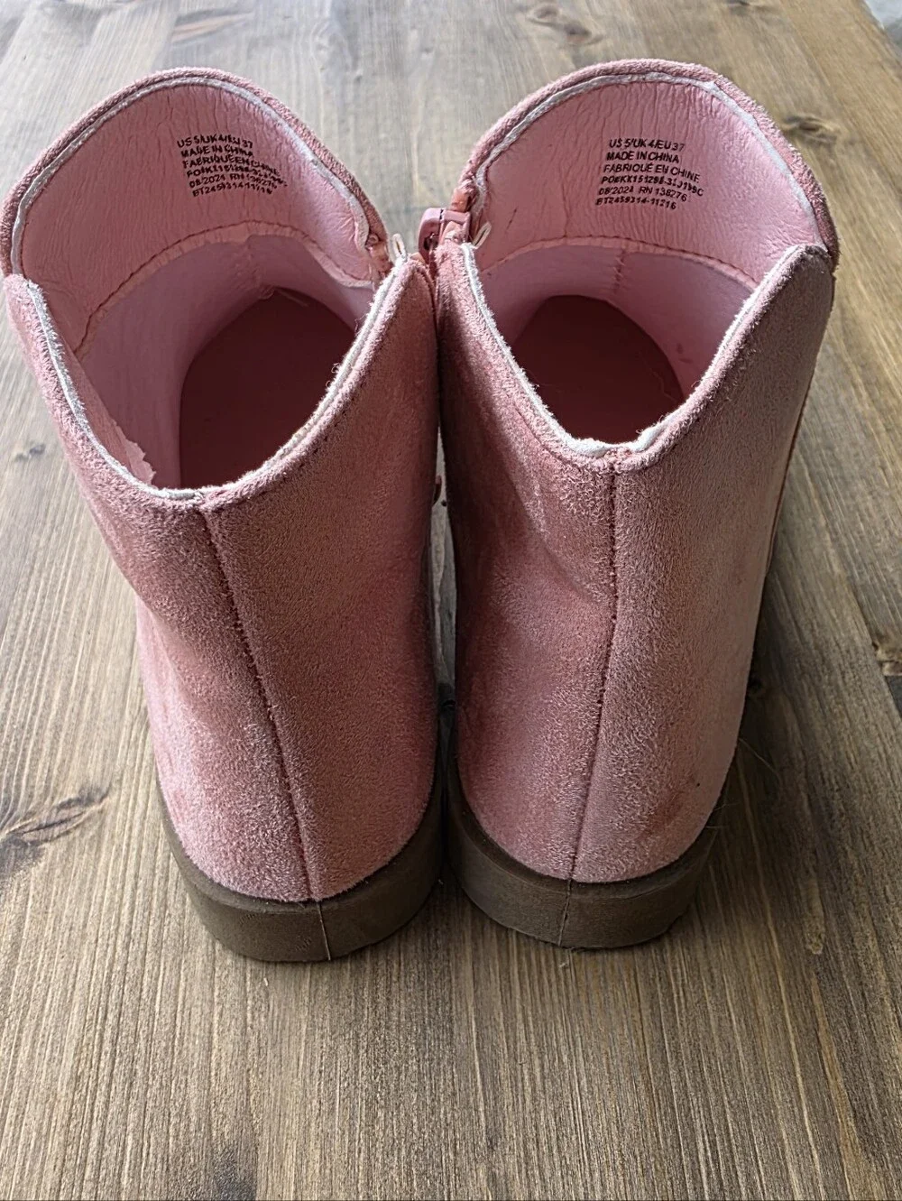 JustFab Pink Suede Kids Ankle Boots with Side Zip